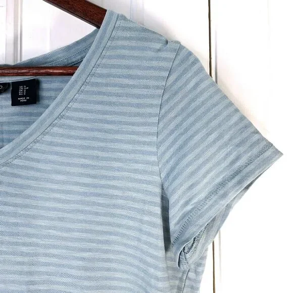 Jones New York Striped Short Sleeve V-Neck Shirt Sz S - Picture 3 of 10